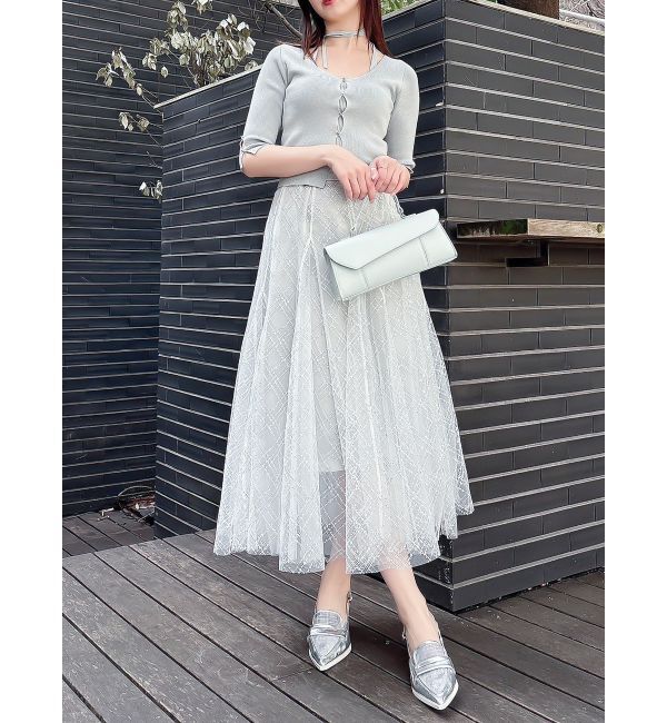 dazzlin「ハーフスリーブレイヤードカーデトップス」|ニット・セーター|