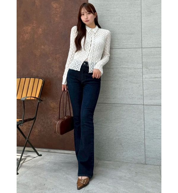 dazzlin「【吉田朱里】メイクアップフレアデニムパンツ」|デニム|