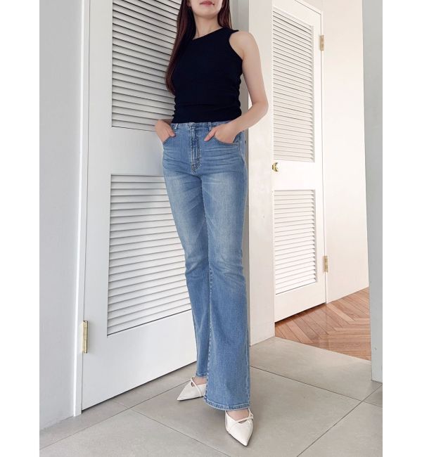 dazzlin「【吉田朱里】メイクアップフレアデニムパンツ」|デニム|