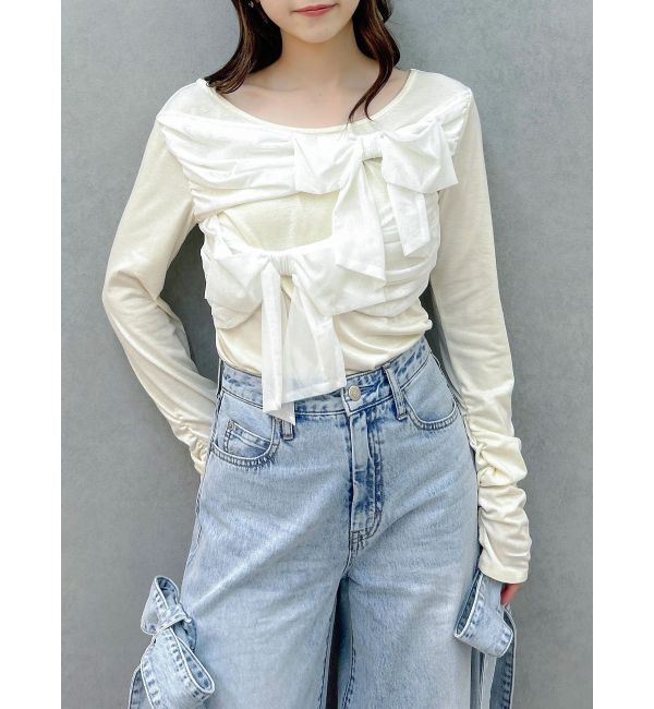 dazzlin「ラッピングリボンディティールカットソー」|Tシャツ・カットソー|