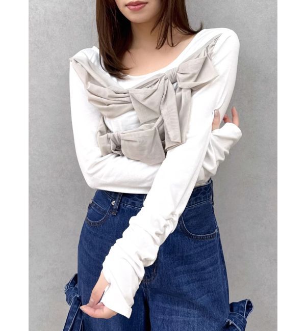 dazzlin「ラッピングリボンディティールカットソー」|Tシャツ・カットソー|