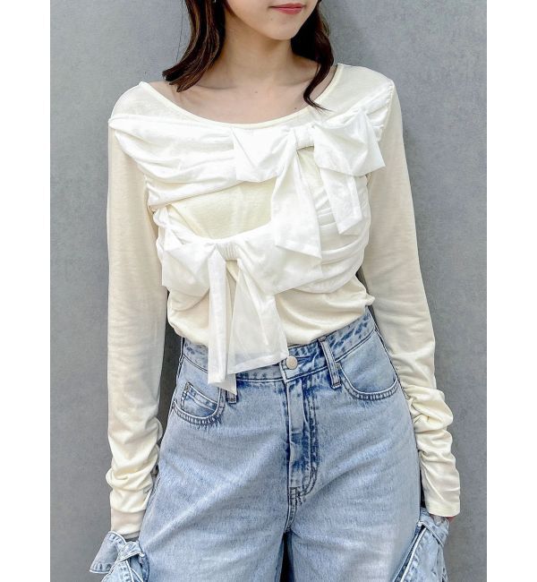 dazzlin「ラッピングリボンディティールカットソー」|Tシャツ・カットソー|イエロー