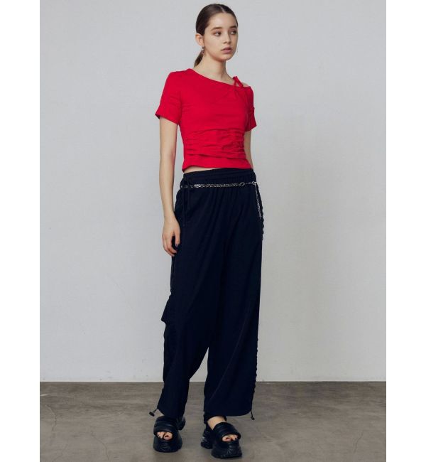 EMODA「アシンメトリーギャザーレイヤートップ」|Tシャツ・カットソー|