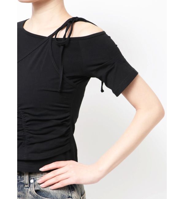 EMODA「アシンメトリーギャザーレイヤートップ」|Tシャツ・カットソー|