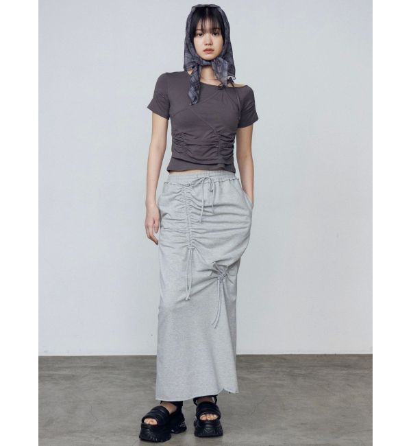 EMODA「アシンメトリーギャザーレイヤートップ」|Tシャツ・カットソー|