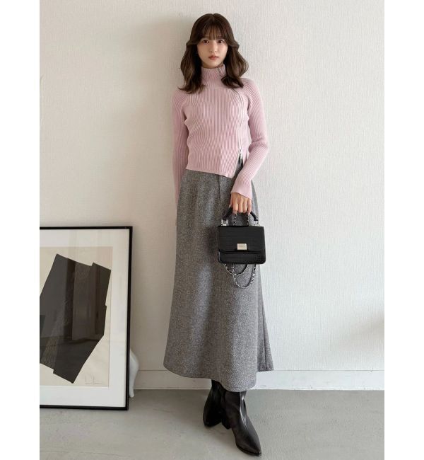 MERCURYDUO「【WEB限定カラーあり】ハイツイストアシメZIPニット」|ニット・セーター|