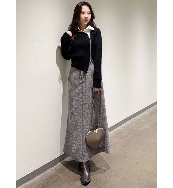 MERCURYDUO「【WEB限定カラーあり】ハイツイストアシメZIPニット」|ニット・セーター|