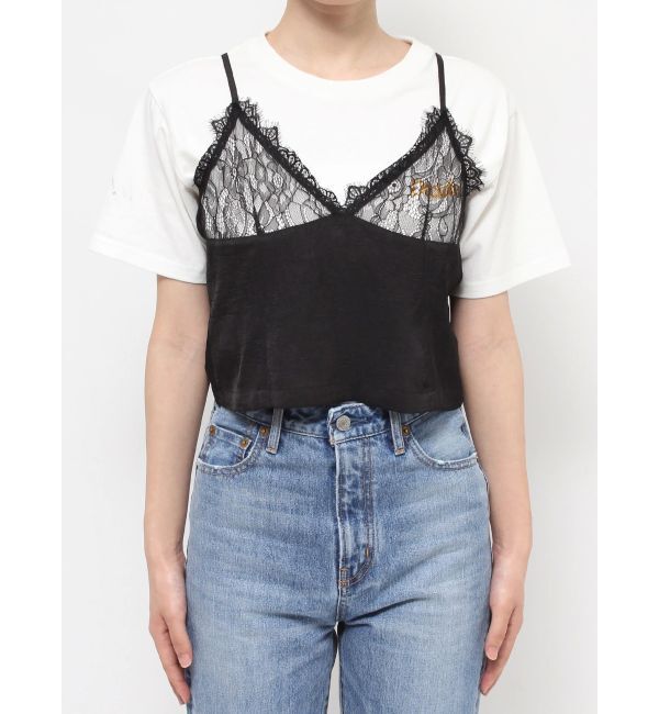 Ungrid「レースコンビサテンキャミ」|キャミソール|