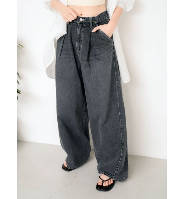 Ungrid「ウエストタックカーブデニム」|デニム|