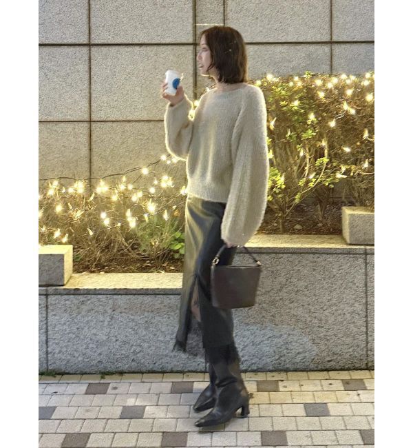 LAGUNAMOON「ヘムレースレイヤードハイウエストエコレザースカート」|スカート|