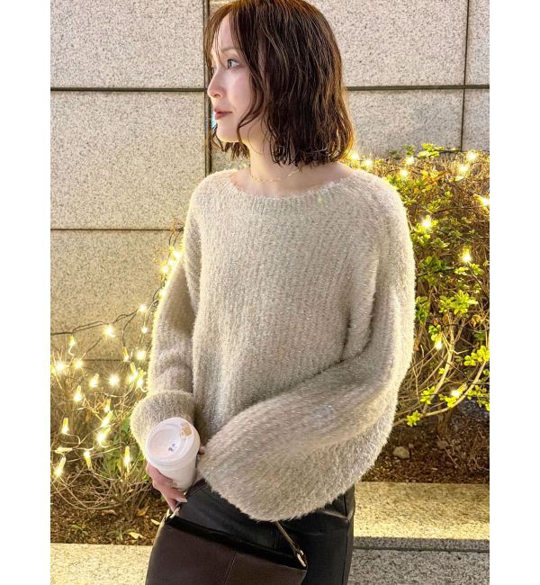 LAGUNAMOON「バックデザインファーラメニットプルオーバー」|ニット・セーター|