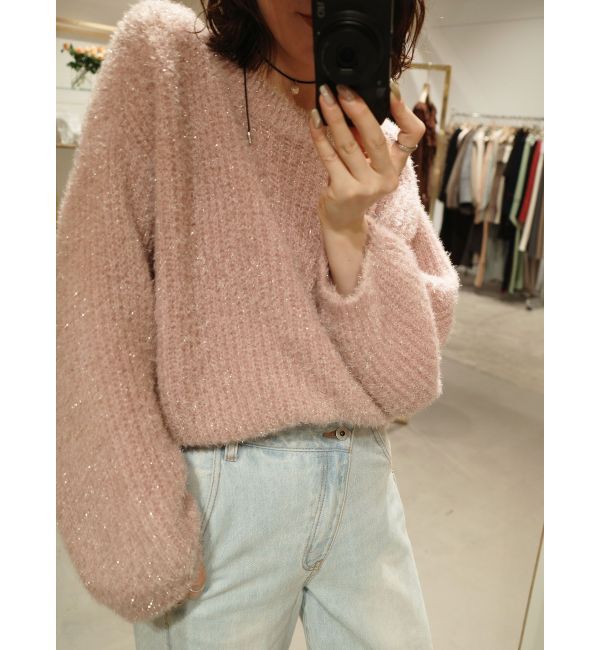 LAGUNAMOON「バックデザインファーラメニットプルオーバー」|ニット・セーター|