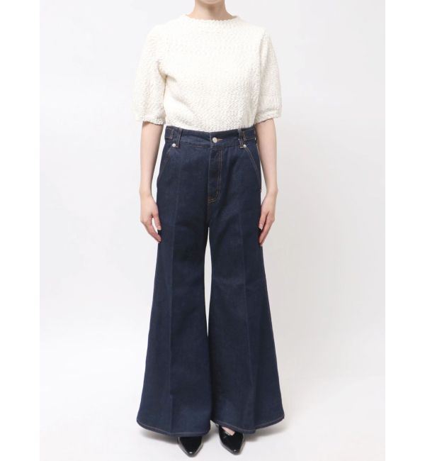 LAGUNAMOON「センタープレスワイドフレアデニムパンツ」|デニム|