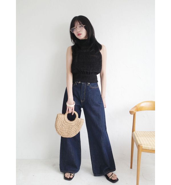 LAGUNAMOON「LMロゴセミワイドデニムパンツ」|デニム|
