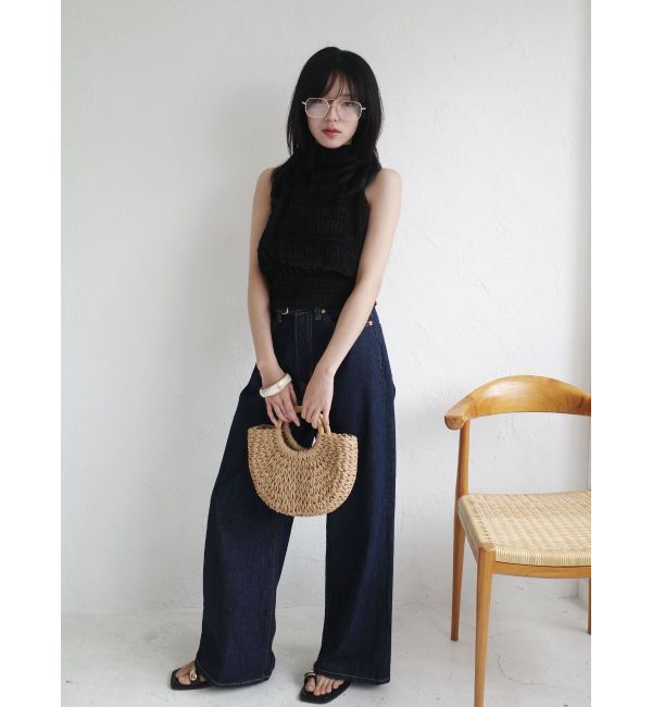 LAGUNAMOON「LMロゴセミワイドデニムパンツ」|デニム|