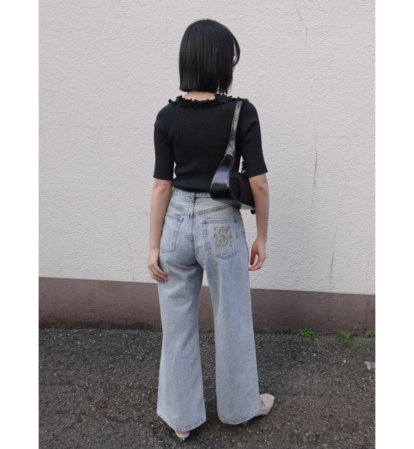 LAGUNAMOON「LMロゴセミワイドデニムパンツ」|デニム|
