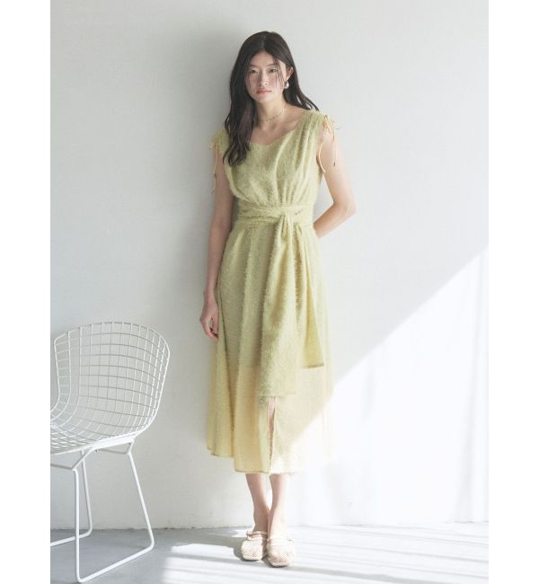 LAGUNAMOON「カットジャガードウエストリボンワンピース」|ワンピース|