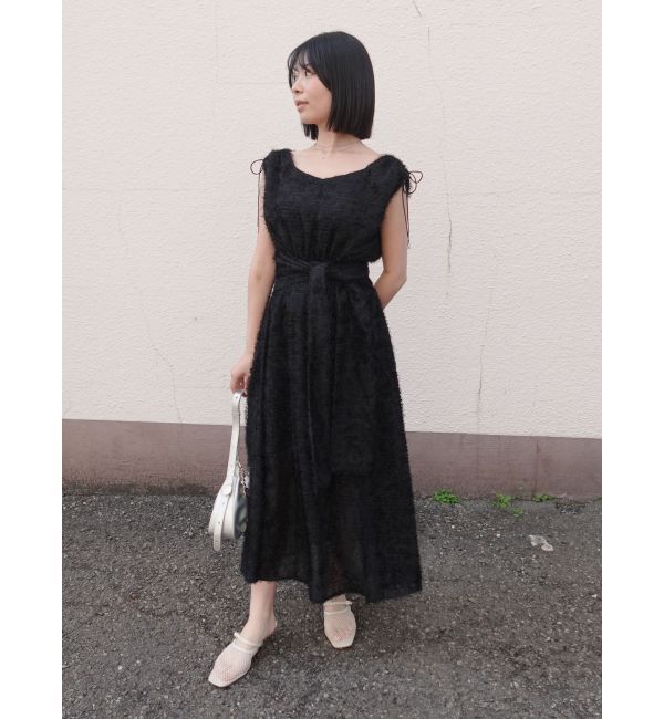 LAGUNAMOON「カットジャガードウエストリボンワンピース」|ワンピース|