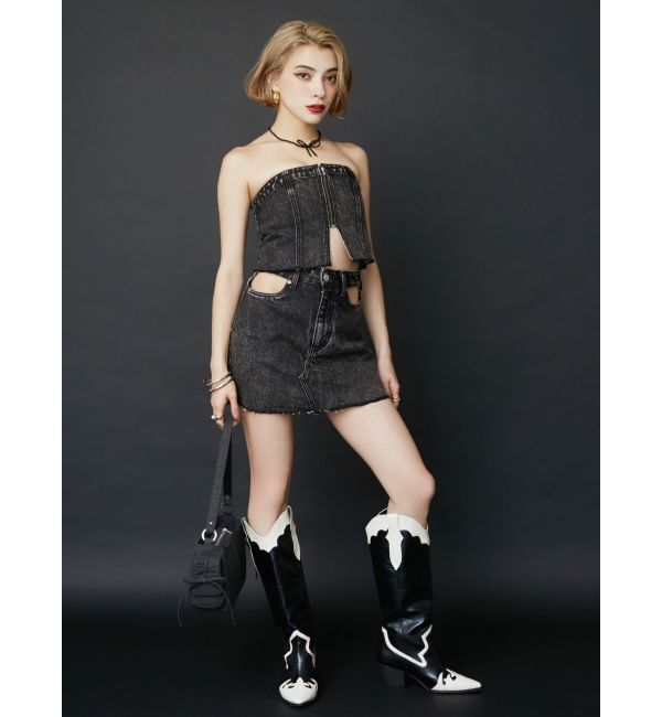 EVRIS「ウエストオープンデニムミニスカート」|スカート|