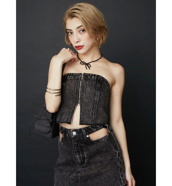 EVRIS「ウエストオープンデニムミニスカート」|スカート|