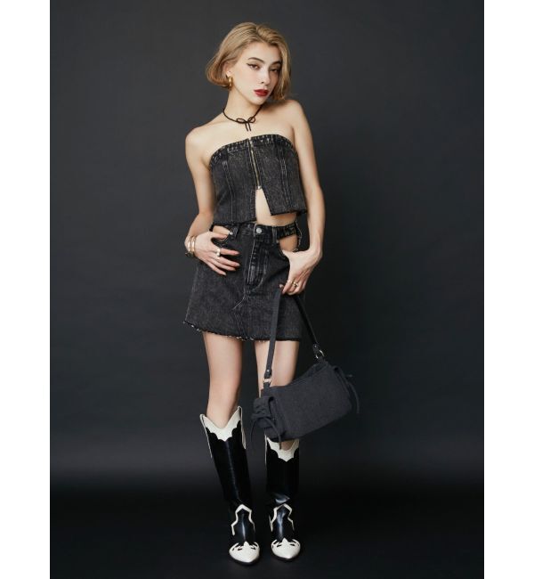 EVRIS「ウエストオープンデニムミニスカート」|スカート|