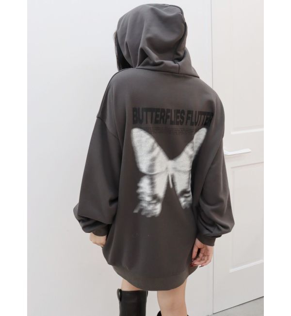 EVRIS「バタフライグラフィックオーバーサイズフーディー」|パーカー|