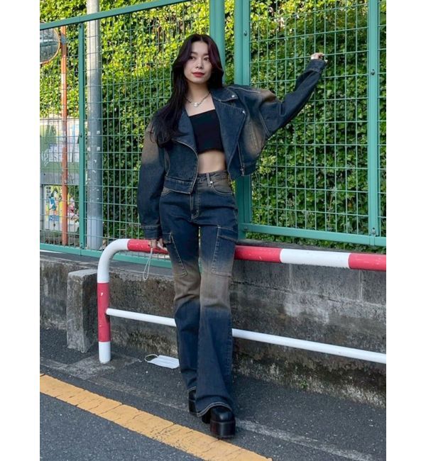 EVRIS「グラデーションフレアデニムパンツ【セットアップ着用可能】」|デニム|