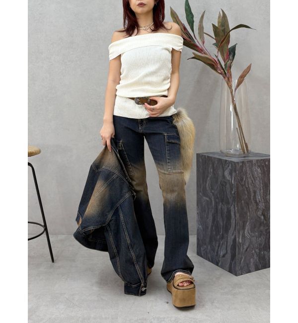 EVRIS「グラデーションフレアデニムパンツ【セットアップ着用可能】」|デニム|