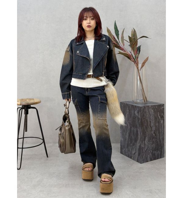 EVRIS「グラデーションフレアデニムパンツ【セットアップ着用可能】」|デニム|