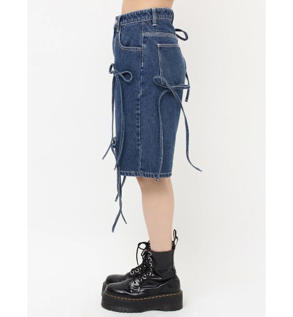 jouetie「ワイドリボンハーフパンツ」|デニム|