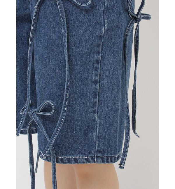 jouetie「ワイドリボンハーフパンツ」|デニム|