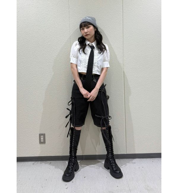 jouetie「ワイドリボンハーフパンツ」|デニム|