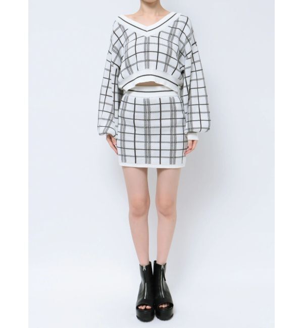 GYDA「CHECK PATTERN ニットスカートライクショートパンツ」|スカート|