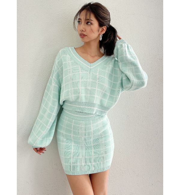 GYDA「CHECK PATTERN ニットスカートライクショートパンツ」|スカート|