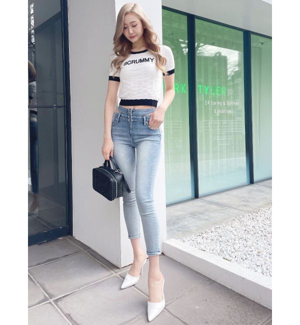 GYDA「SCRUMMYエンボーワッフルニットトップス」|ニット・セーター|