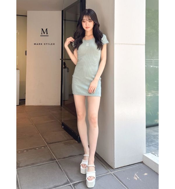 GYDA「Square gyda STONEテレコワンピース」|ワンピース|