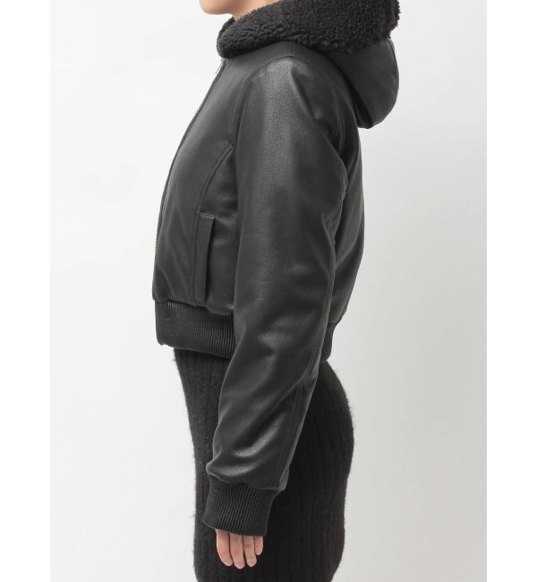 GYDA「Hoodie Fake Leatherコート」|ブルゾン・スタジャン|