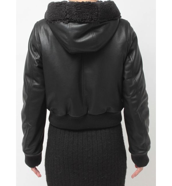 GYDA「Hoodie Fake Leatherコート」|ブルゾン・スタジャン|