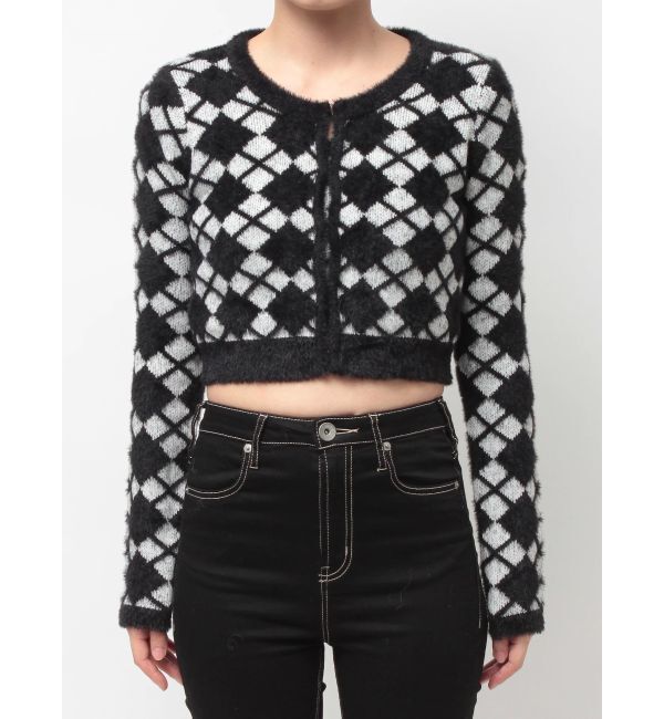GYDA「Argyll patternミニシャギーニットカーディガン」|カーディガン|
