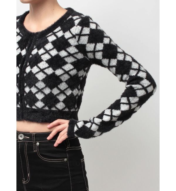 GYDA「Argyll patternミニシャギーニットカーディガン」|カーディガン|