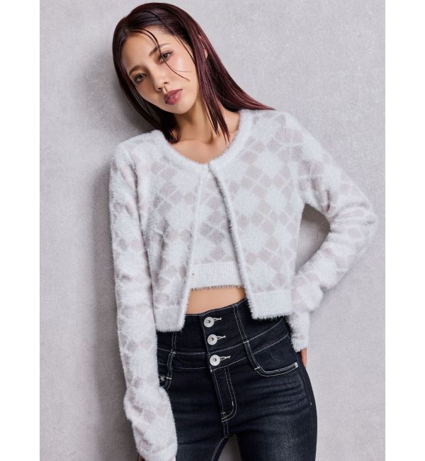 GYDA「Argyll patternミニシャギーニットカーディガン」|カーディガン|