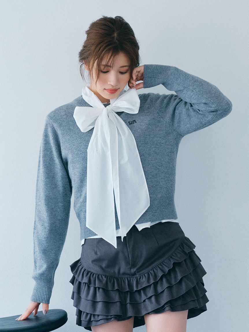 FURFUR「ロゴ刺繍クルーネックセーター」|ニット・セーター|GRY