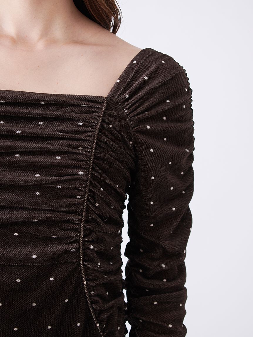 SNIDEL「フロッキープリントギャザーワンピース」|ワンピース|