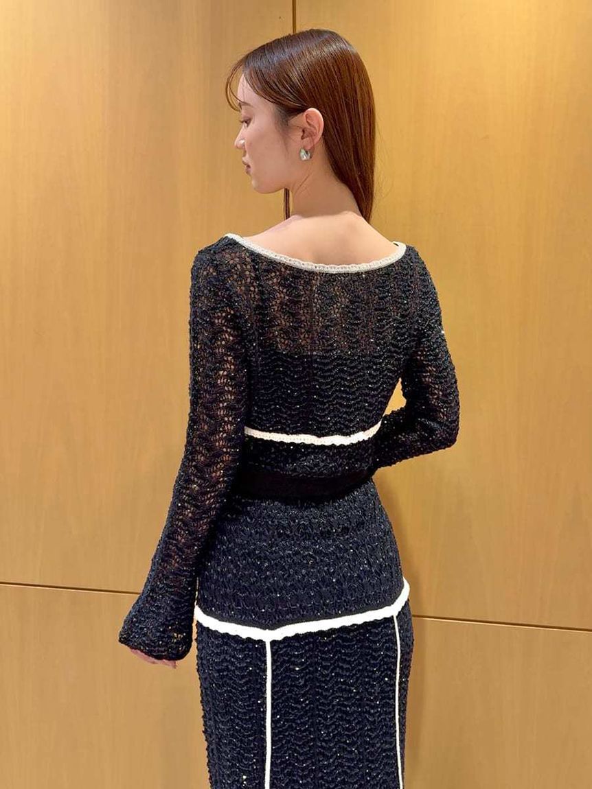 SNIDEL「クロシェニットトップス」|ニット・セーター|