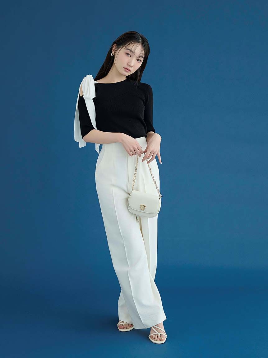 SNIDEL「リボンショルダーニットプルオーバー」|ニット・セーター|