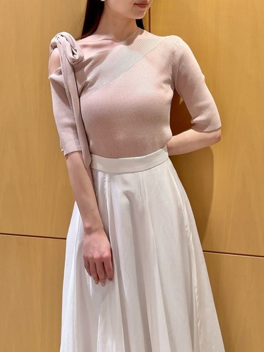 SNIDEL「リボンショルダーニットプルオーバー」|ニット・セーター|PBEG