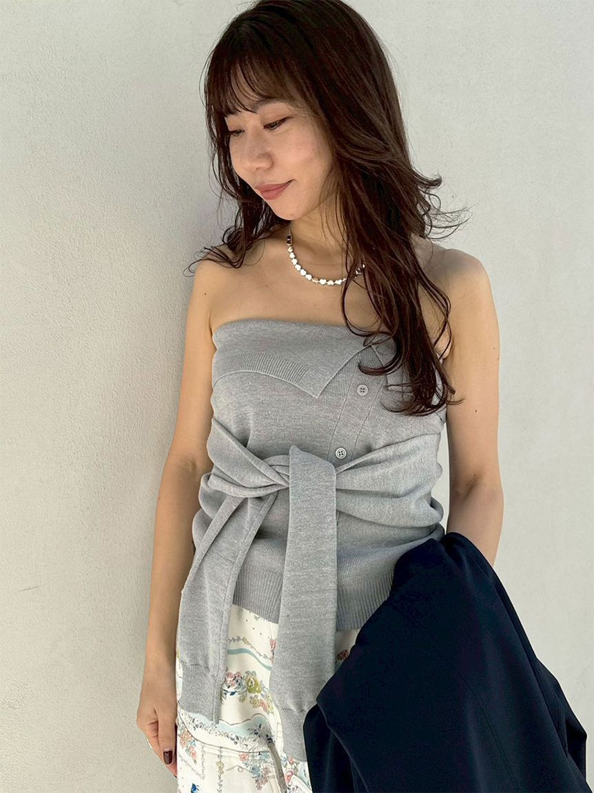 LILY BROWN「レイヤードニットベアトップ」|ニット・セーター|GRY