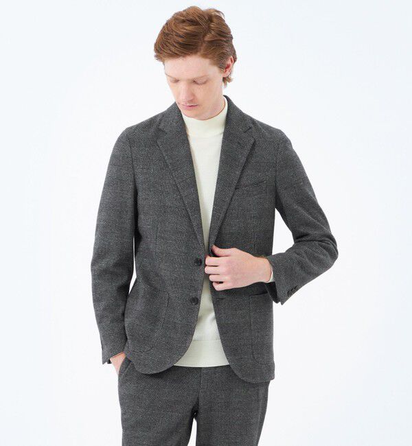 MACKINTOSH PHILOSOPHY「テーラードジャージー ジャケット グレンチェック/千鳥」|テーラードジャケット|チャコールグレー