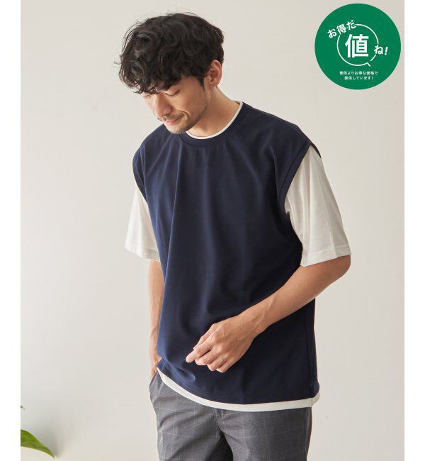 ikka「【接触冷感／吸水速乾】マルチファンクションベストT【親子おそろい】」|Tシャツ・カットソー|ネイビー