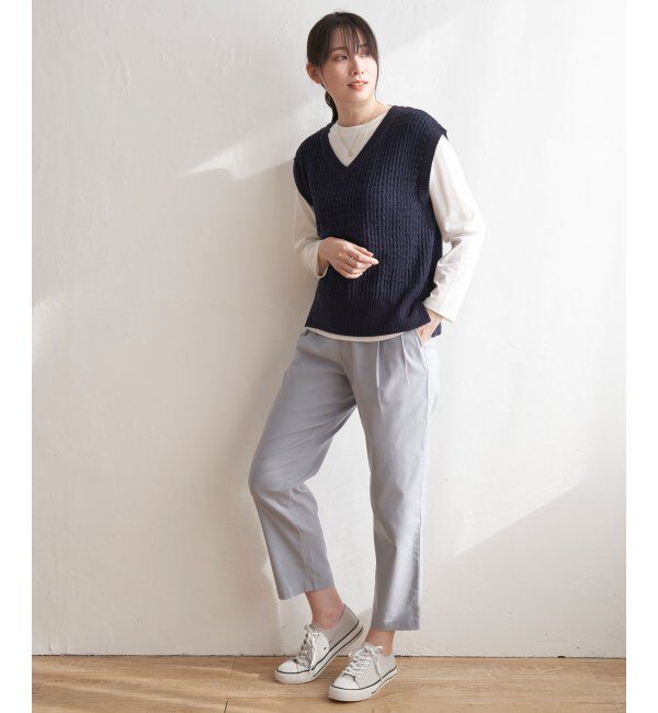ikka「【2点セット】ブークレMIXニットベストアンサンブル」|ニット・セーター|
